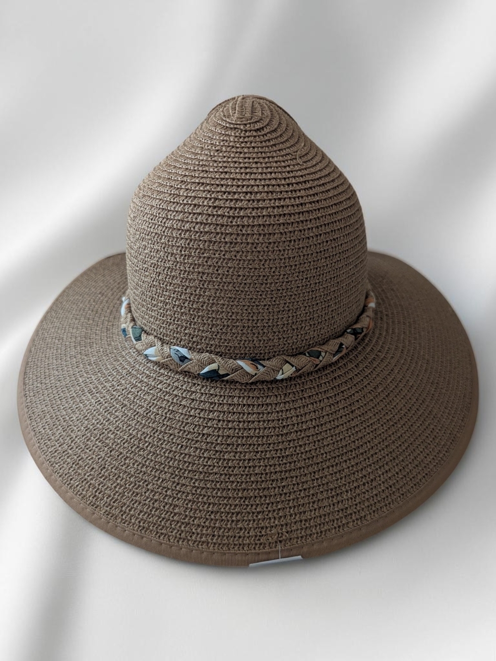 Women's Roll Up Straw Sun Visor Wide Brim Packable Beach Hat With Floral Bow - Picture 3 of 5